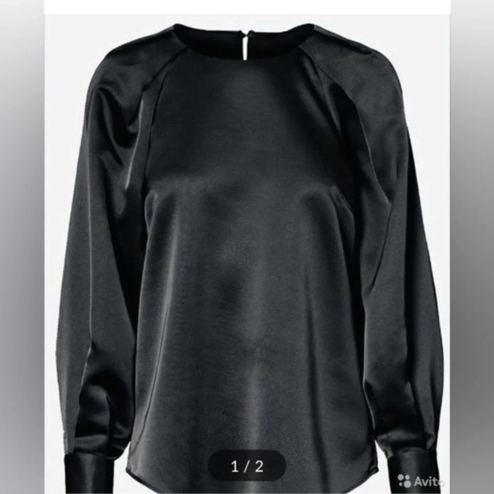 Vero Moda Puff Sleeve Silky Blouse Top Black Long Sleeve Size S NWT